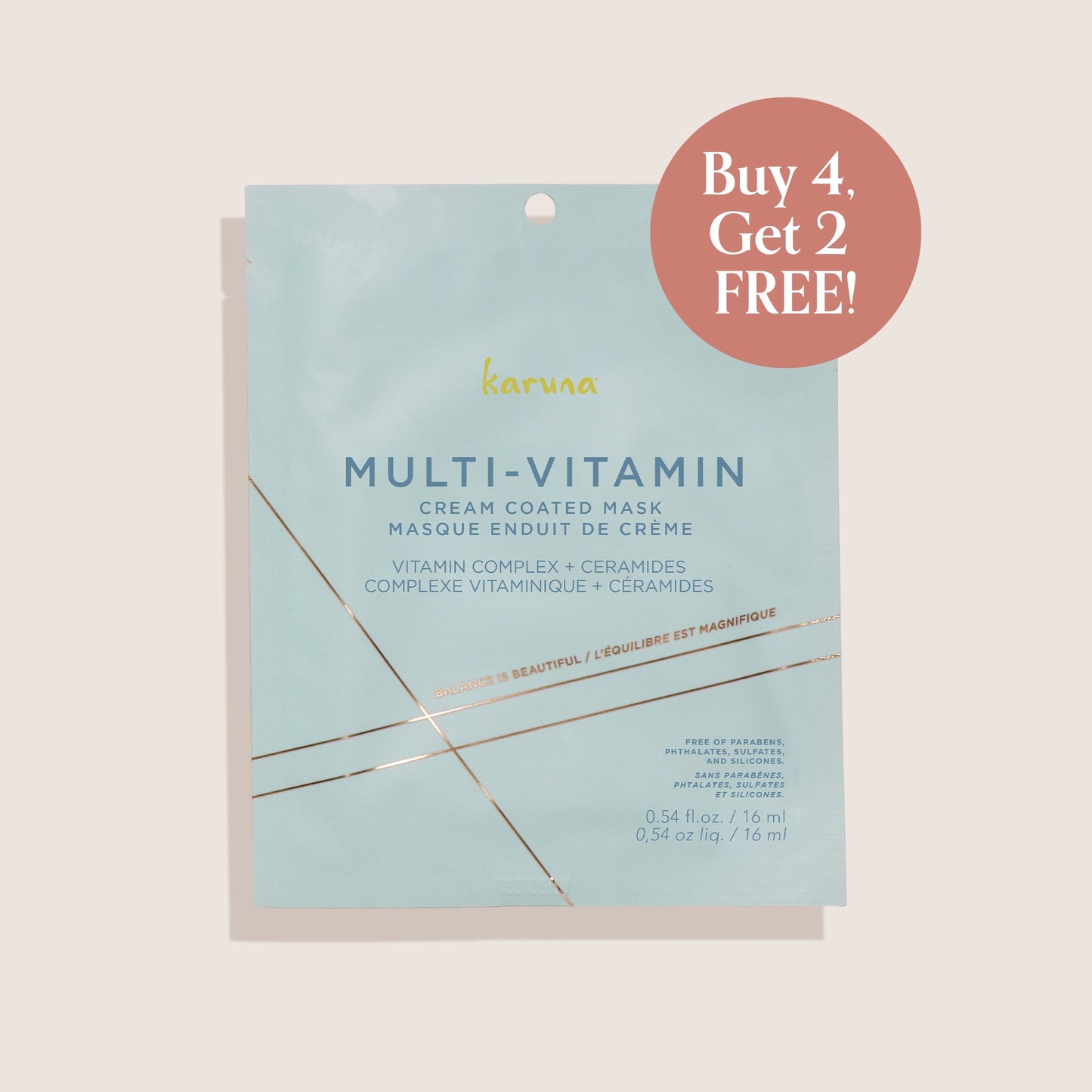 Karuna Multi-Vitamin Cream Coated Face Mask, 1 ct, Buy 4 Get 2 FREE!