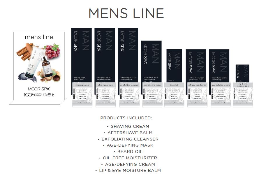 Moor Spa Product Category Display, Men's Line