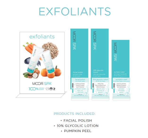 Moor Spa Product Category Display, Exfoliants