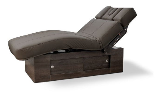 Gharieni MO1 Max Treatment Bed with Dual Headrests, Medium Width, Choco Upholstery, Wenge Base