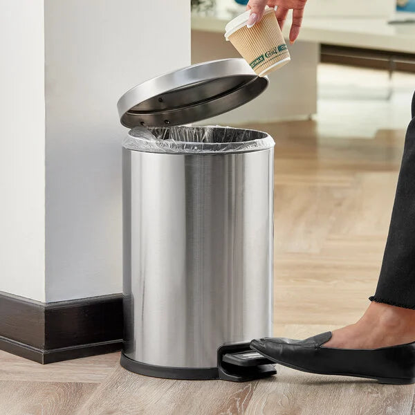 Stainless Steel Round Step On Trash Can, 3 Gallon