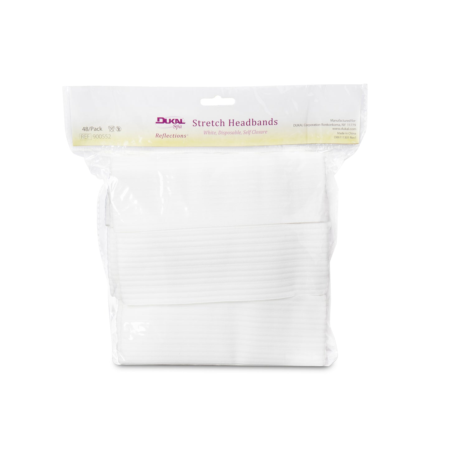 Elastic Headbands with Velcro Closure, White, 48 ct