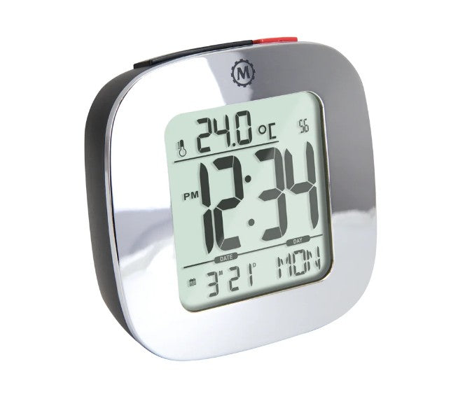 Large Display Compact Alarm Clock, Silver