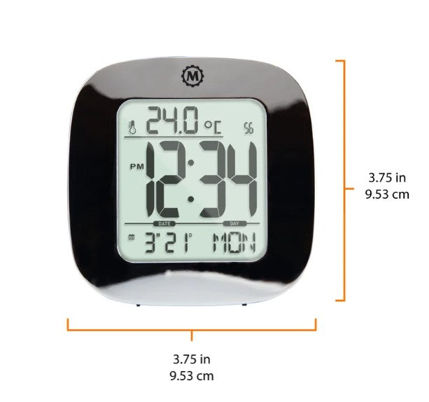 Large Display Compact Alarm Clock, Silver