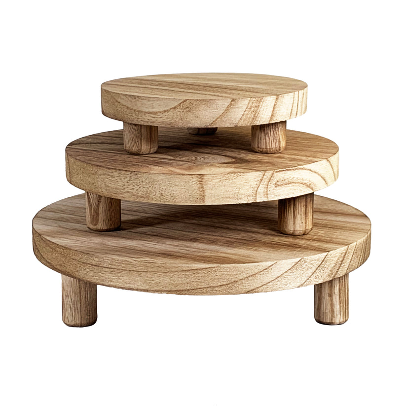Round Wooden Display Risers, Natural, 3 pc – Universal Companies