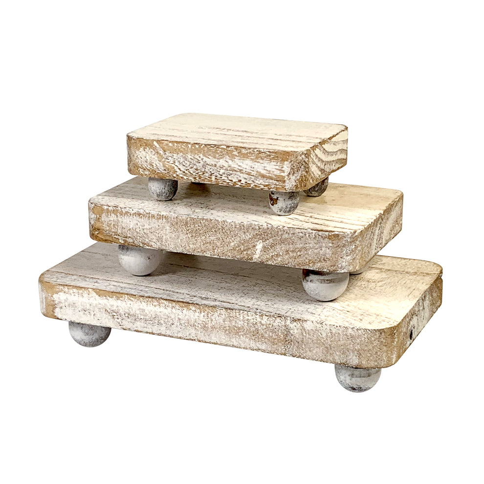 Rectangular Wooden Display Risers, Distressed White, 3 pc – Universal ...