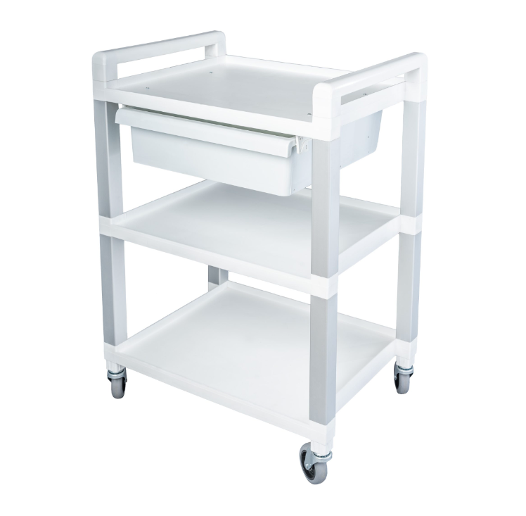 Poly Utility Cart, 3 Shelf, White