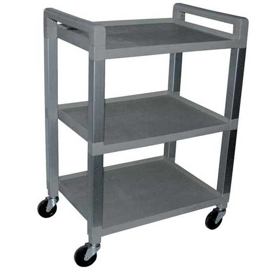Poly Utility Cart, 3 Shelf, Gray
