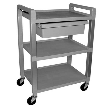 Poly Utility Cart, 3 Shelf, Gray
