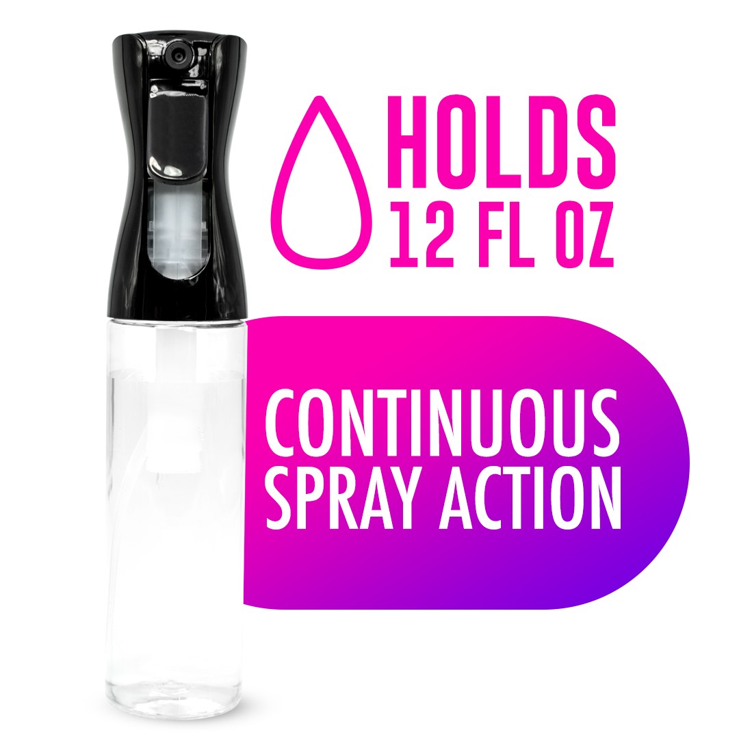Continuous Spray Continuous Mist Spray Bottle, Black/Clear, 12 oz – Universal Companies