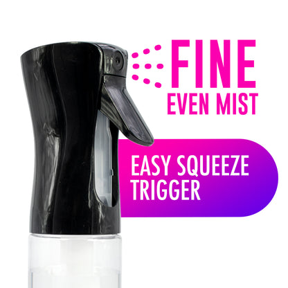 Colortrak Continuous Mist Spray Bottle, Black/Clear, 12 oz