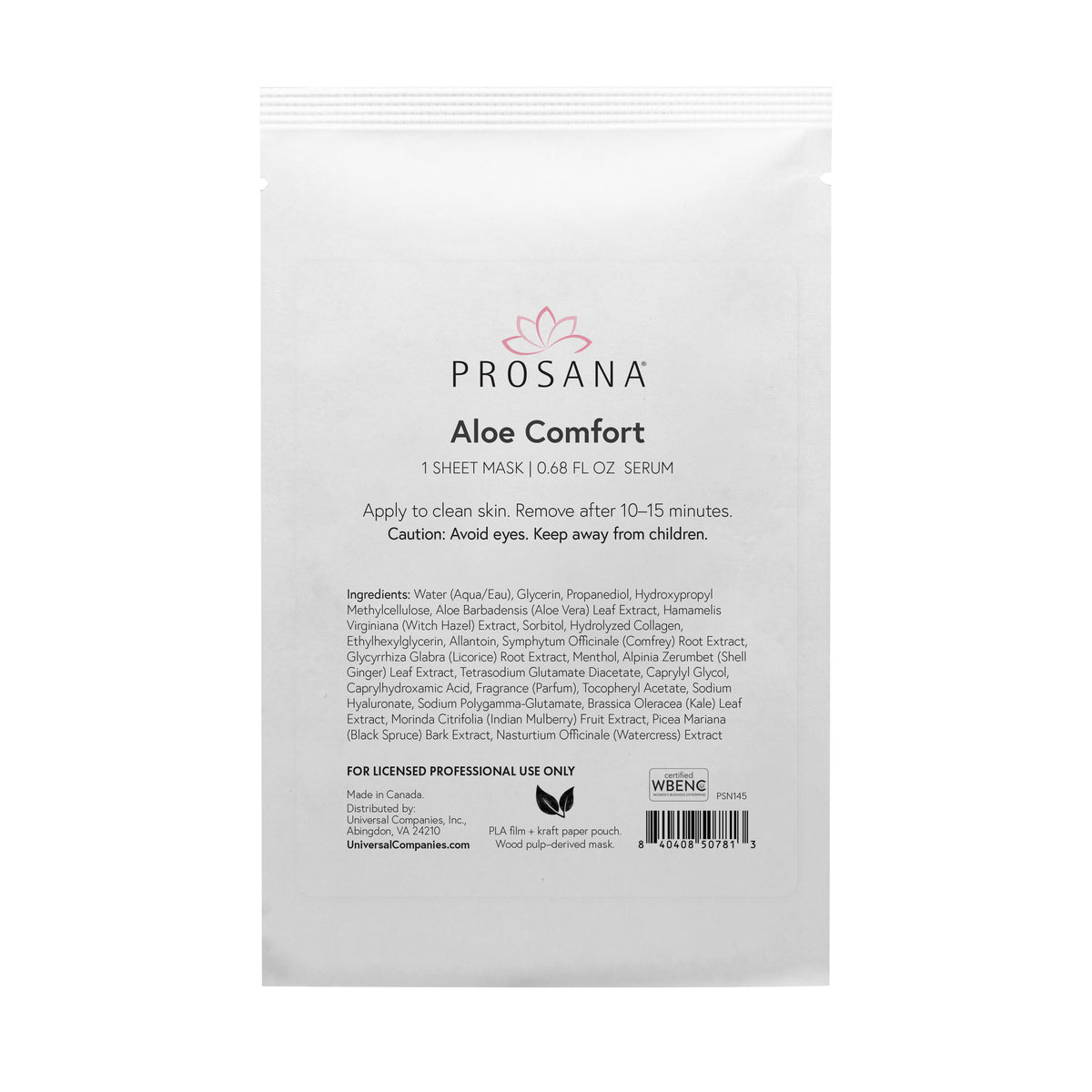 Prosana Aloe Comfort Sheet Mask, 1 ct