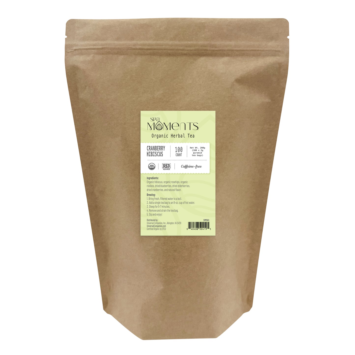 Spa Moments, Organic Herbal Tea, Cranberry Hibiscus, 100 ct