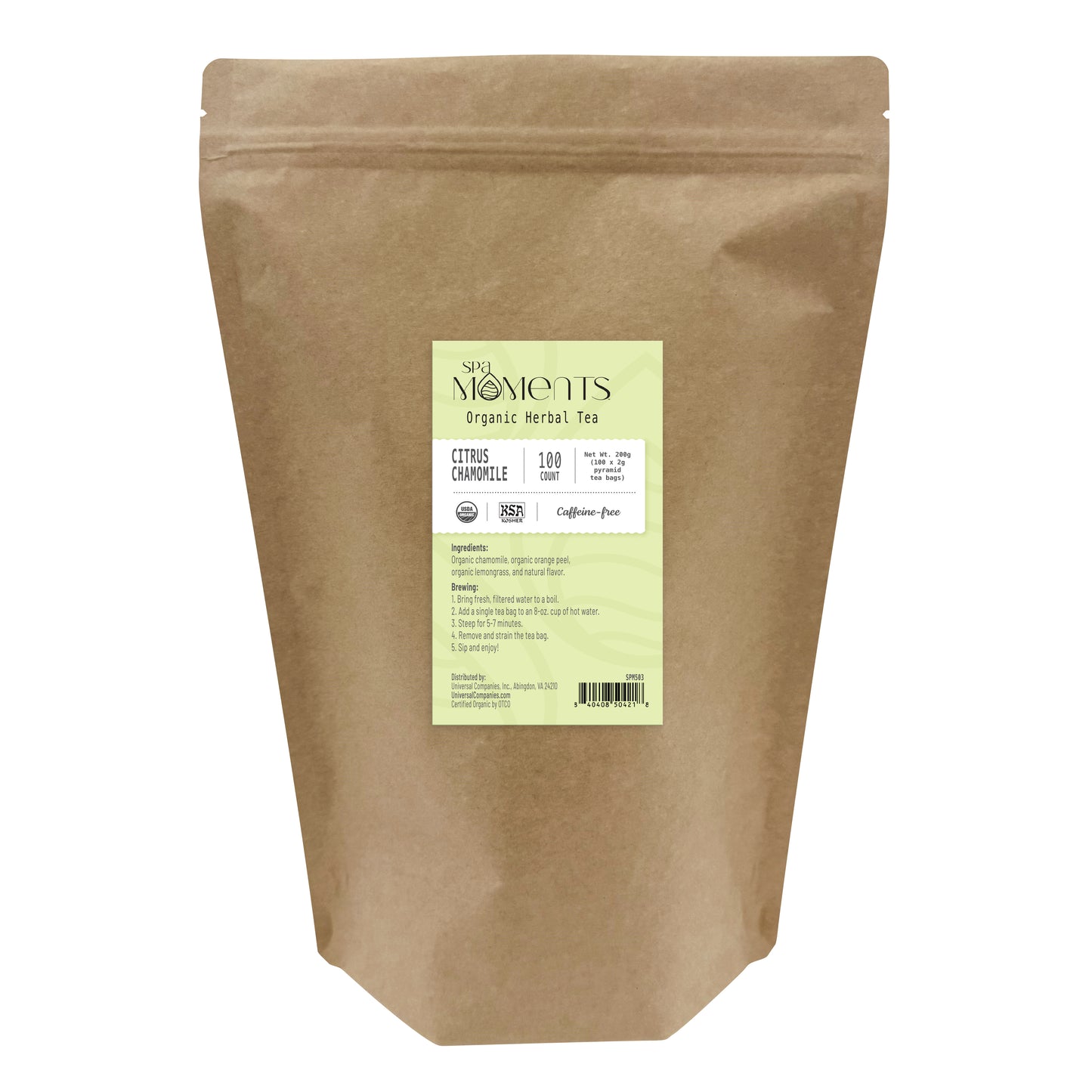 Spa Moments, Organic Herbal Tea, Citrus Chamomile, 100 ct