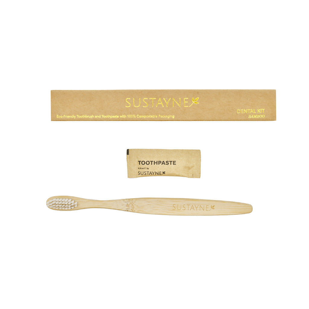Sustayne Toothbrush & Toothpaste Packet Set, Bamboo, 100 ct