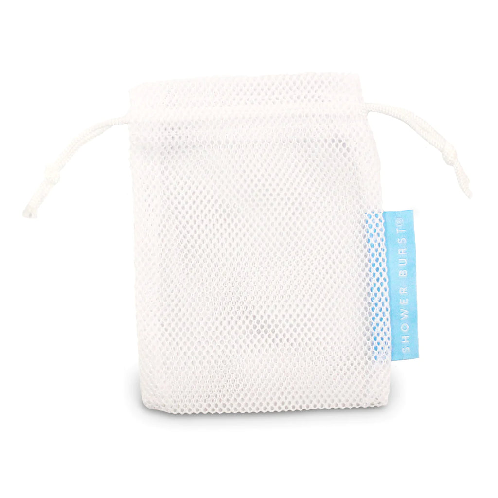 white mesh bag to hold the aromatherapy shower burst 