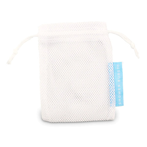 Image of white mesh bag to hold the aromatherapy shower burst 