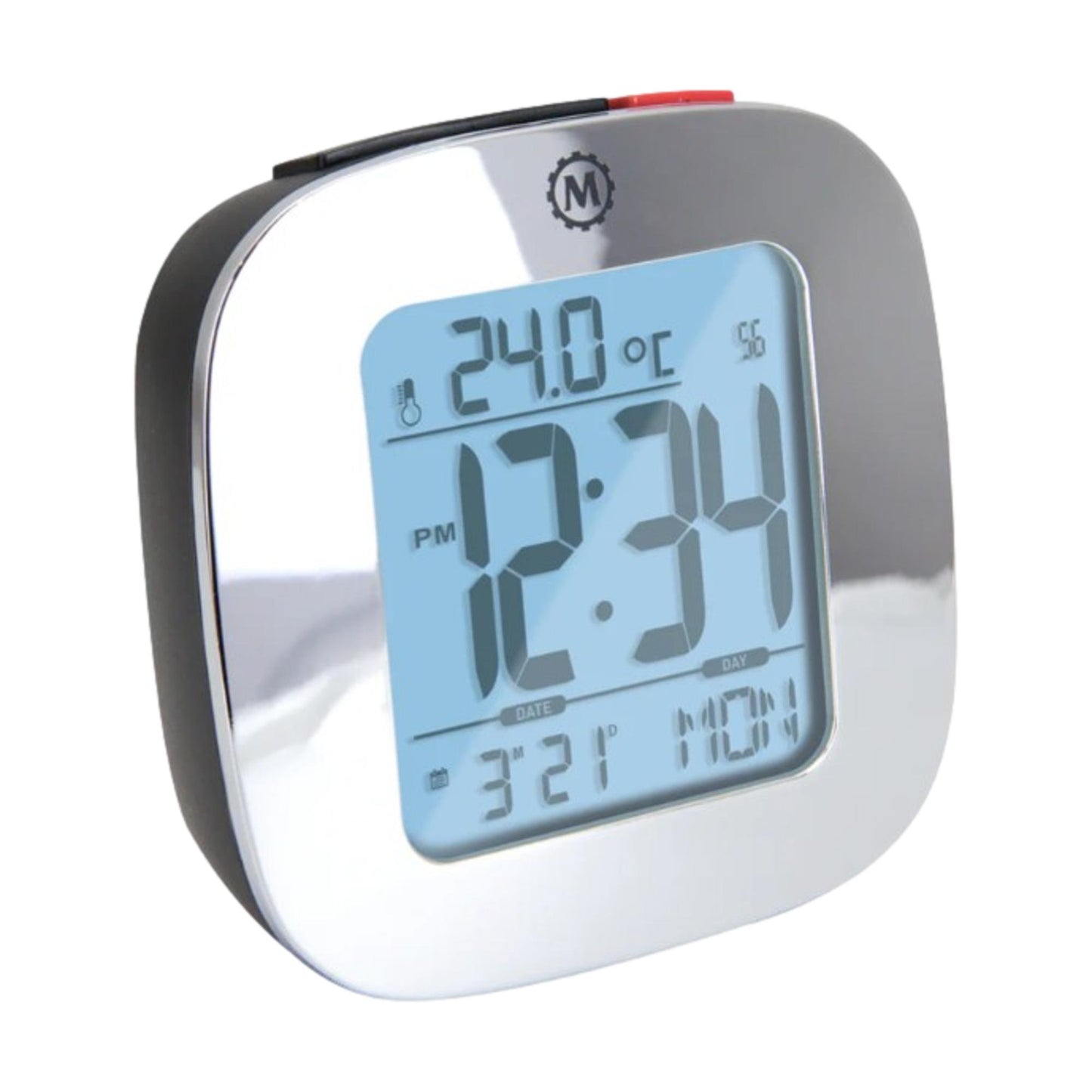 Large Display Compact Alarm Clock, Silver