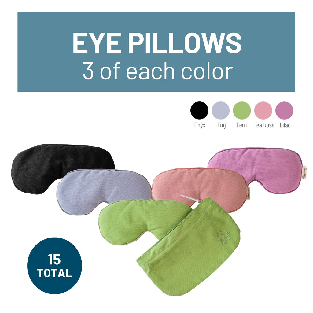 A flyer depicts the various colors available of an herbal eye mask. There are 3 of each color provided and 5 different colors. 