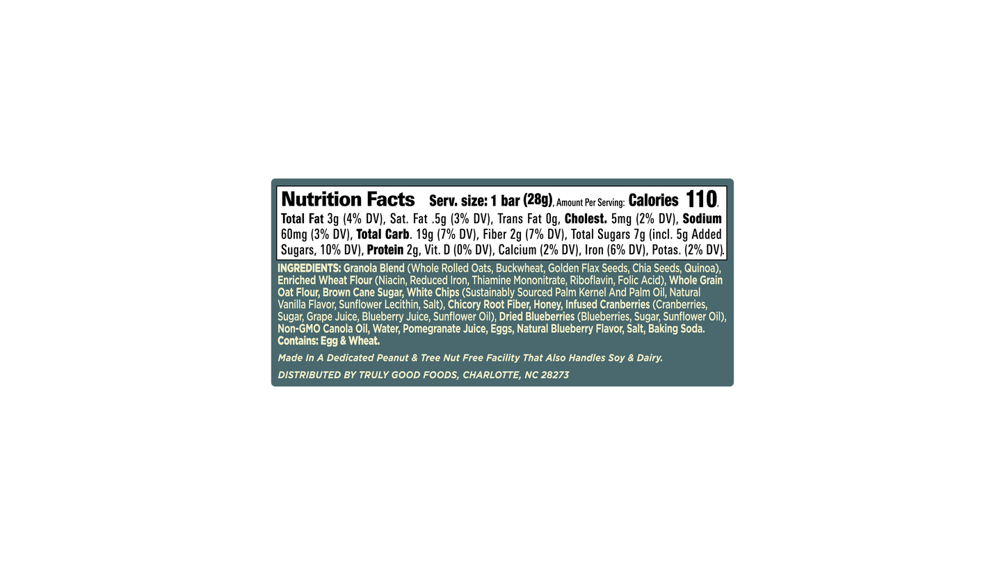 Truly Good Foods Golden Hour Snack Bar, Berry Vanilla, 1 oz, 48 ct