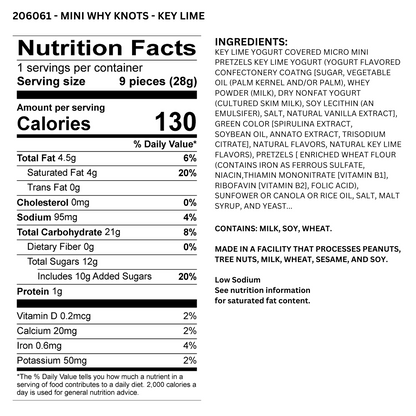 Truly Good Foods Why Knots? Yogurt Pretzels, Key Lime, 1 oz, 120 ct
