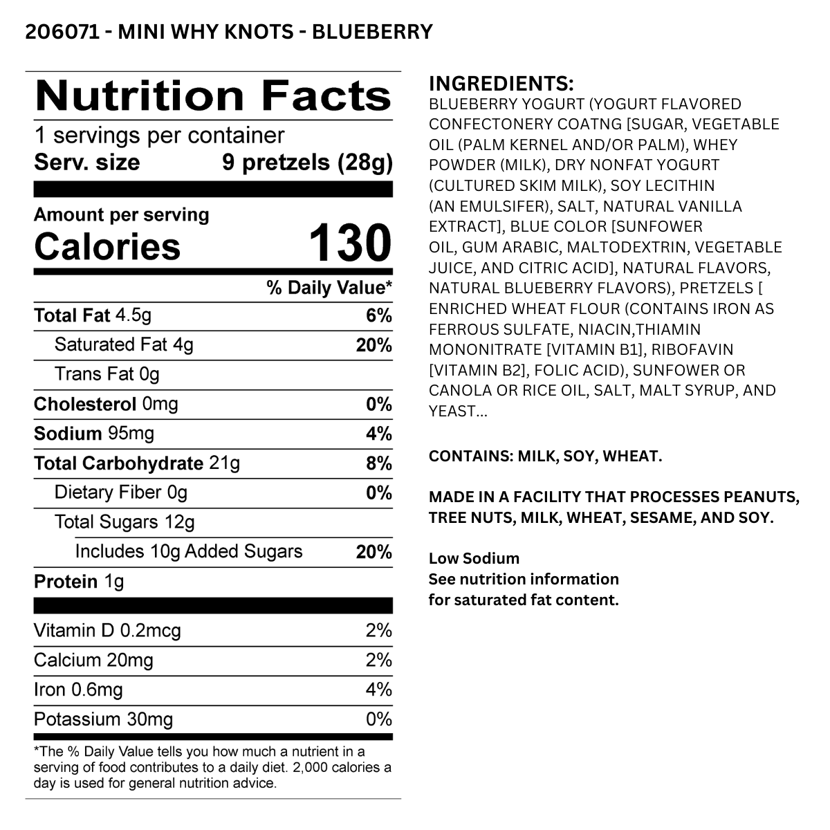 Truly Good Foods Why Knots? Yogurt Pretzels, Blueberry, 1 oz, 120 ct