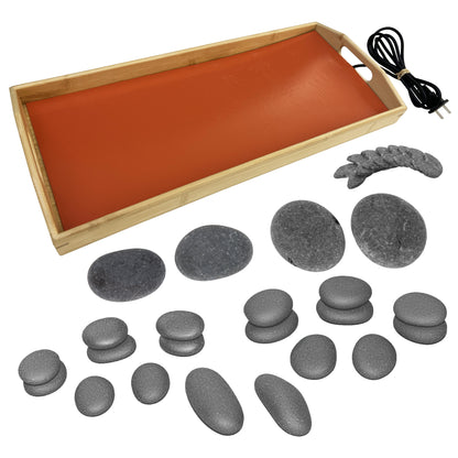Theratools Professional Warming Tray Basalt Stone Set, 30 Stones