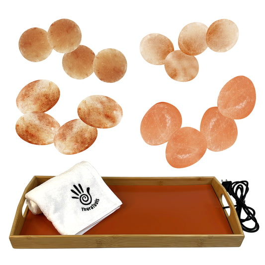 Theratools Professional Warming Tray Himalayan Salt Stone Set, 16 Stones