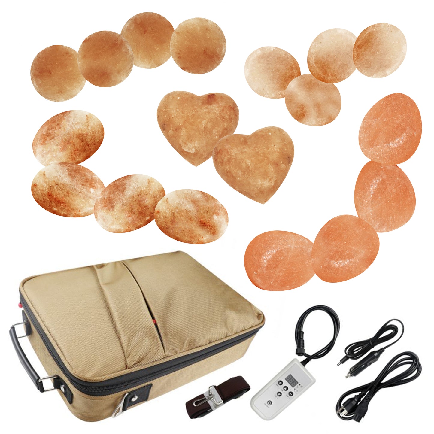Theratools Professional Mobile Warming Bag Salt Stone Set, 18 Stones