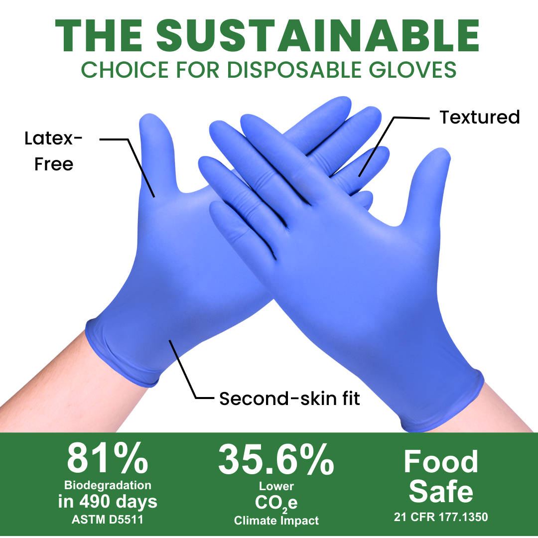 Eco Gloves Biodegradable Nitrile, Blue, 100 ct