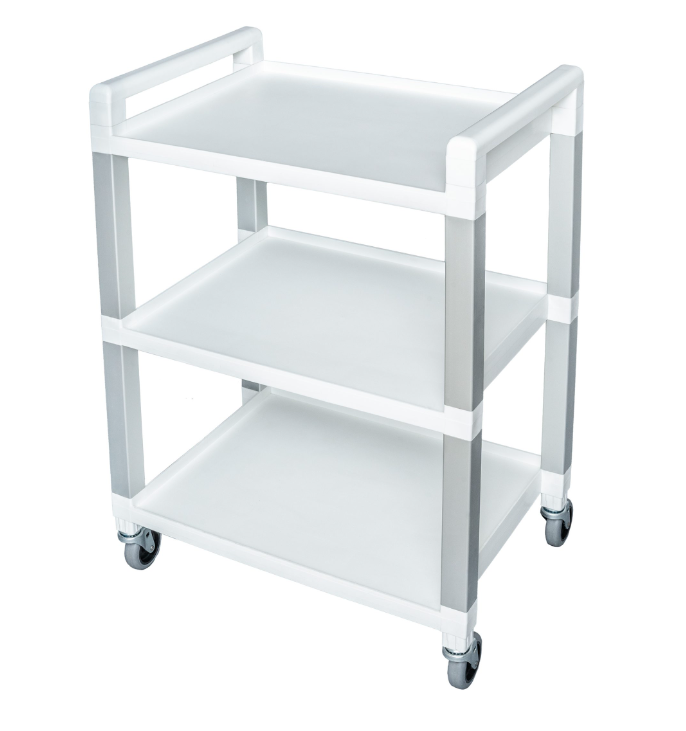 Poly Utility Cart, 3 Shelf, White