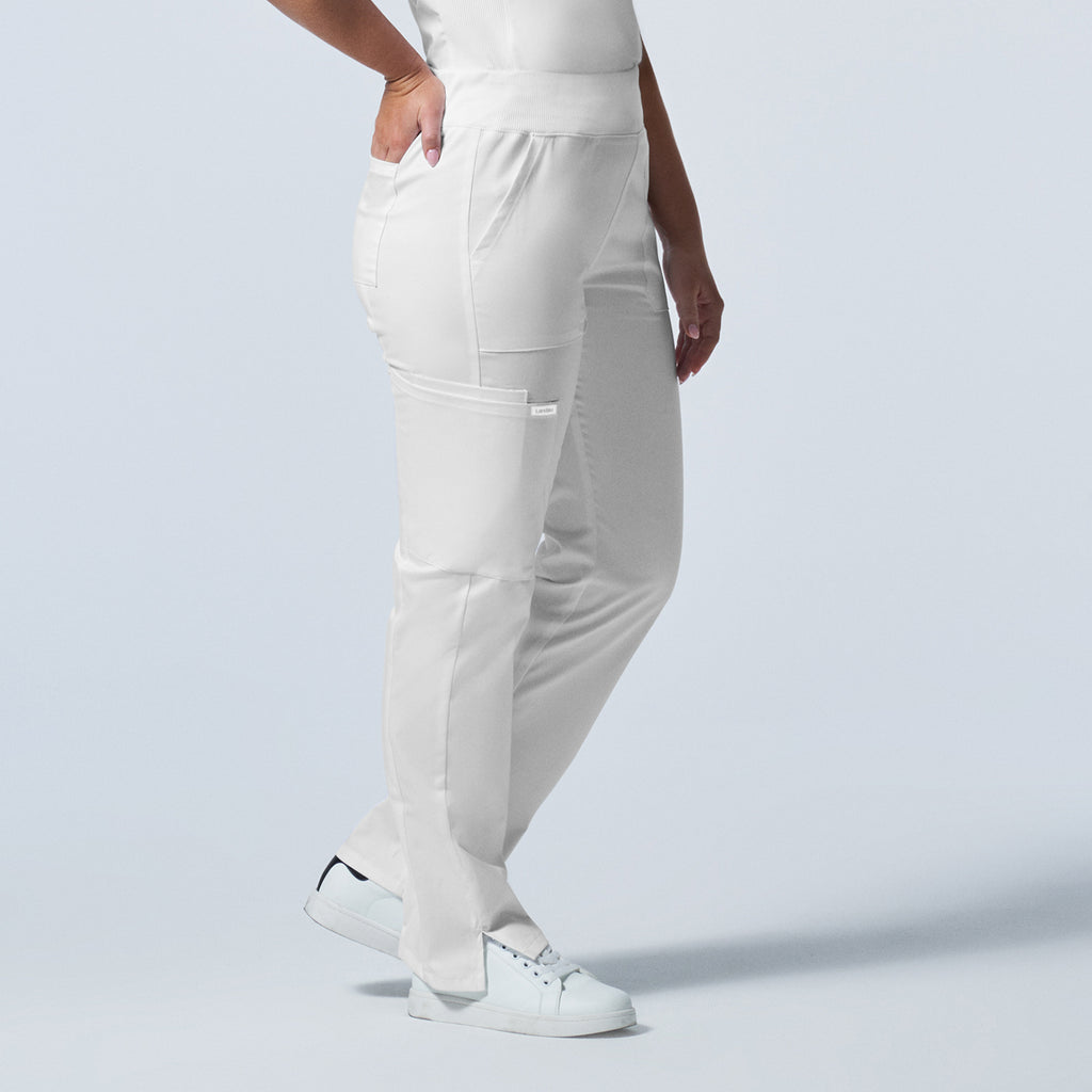 Women's 4-Way Stretch Cargo Scrub Pants – Panel Side Top With Zipper Trim – Unbranded