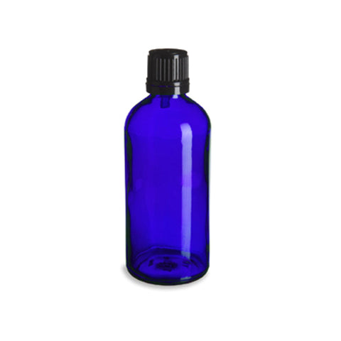 Image of Cobalt Blue Euro Glass Bottle with Black Dropper Cap, 100 mL