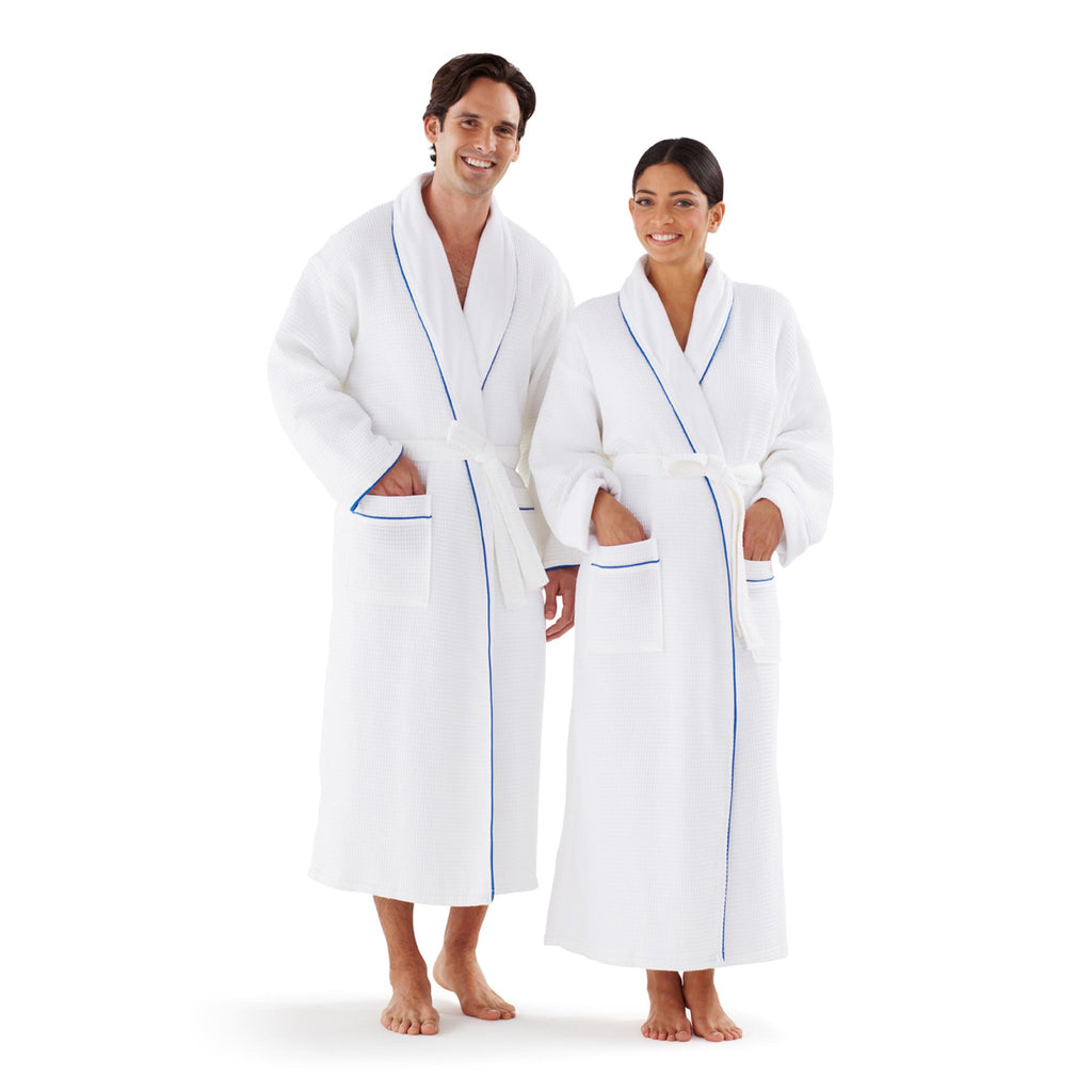 Boca Terry Shawl Waffle Robe, White