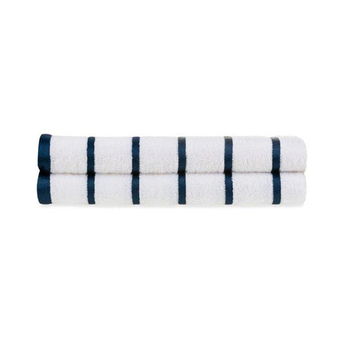 Image of Boca Terry Oxford Premium Horizontal Stripe Towel, Navy Blue-White, 12 ct
