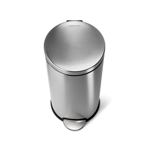 Image of Round Step Trash Can, Brushed Stainless, 7.92 gal