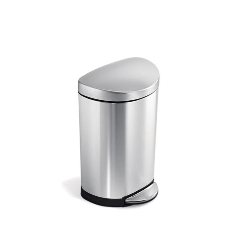 Image of Semi-Round Step Trash Can, Brushed Stainless, 2.64 gal