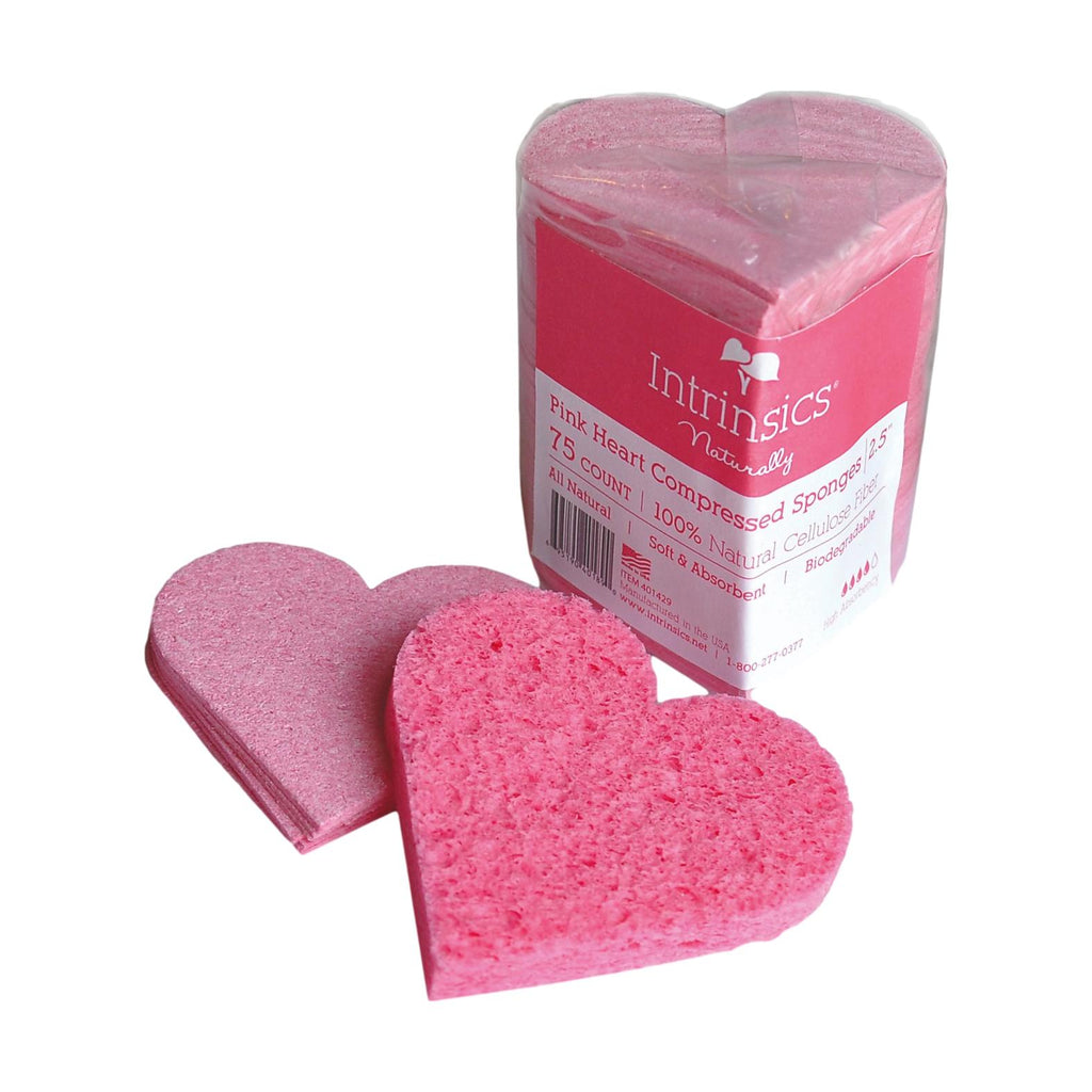 Intrinsics Heart Compressed Sponges, Pink, 2.75",  75 ct