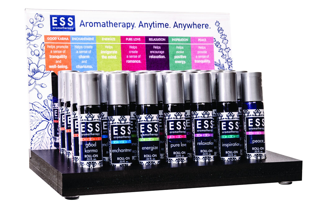 ESS Aromatherapy Roll-On Display with Acrylic Sign Holder