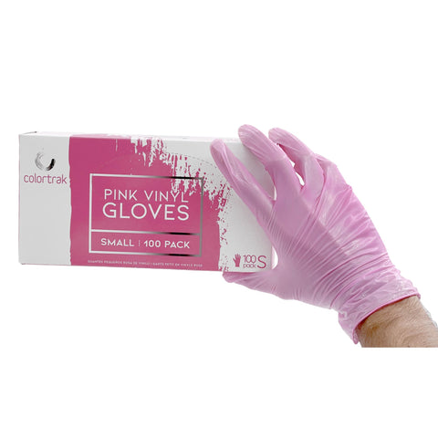 Image of Colortrak Pink Vinyl Gloves, 100 ct