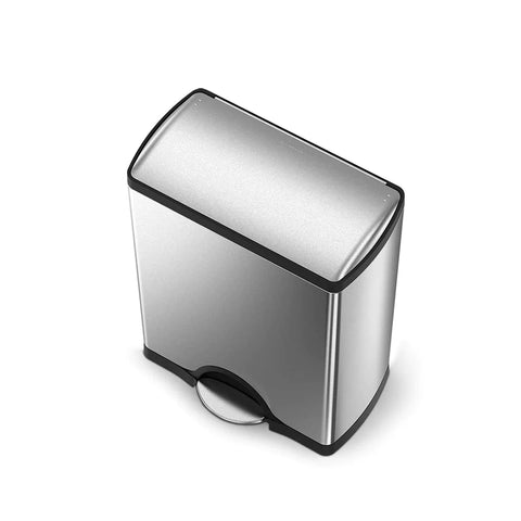 Image of Rectangular Step Trash Can, Brushed Stainless