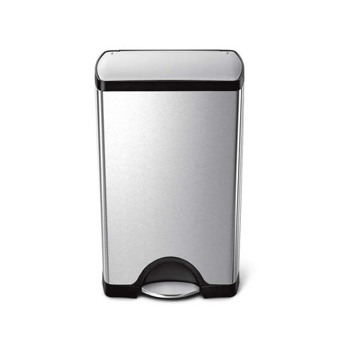 Image of Rectangular Step Trash Can, Brushed Stainless