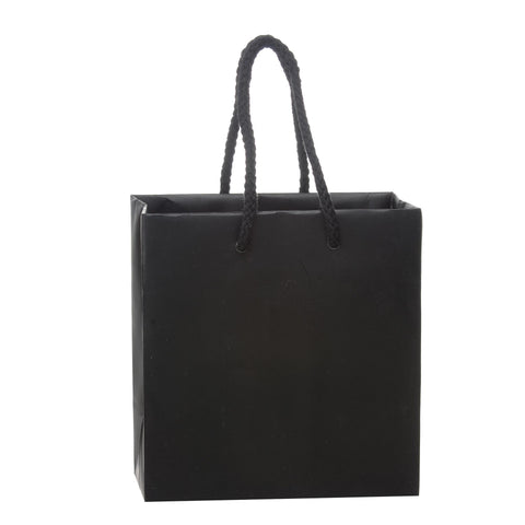 Image of Bags, Ribbons & Tissue Black / 6 x 3.5 x 6.5 in Eurotote with Rope Handle / Matte / 8in x 4in x 10in
