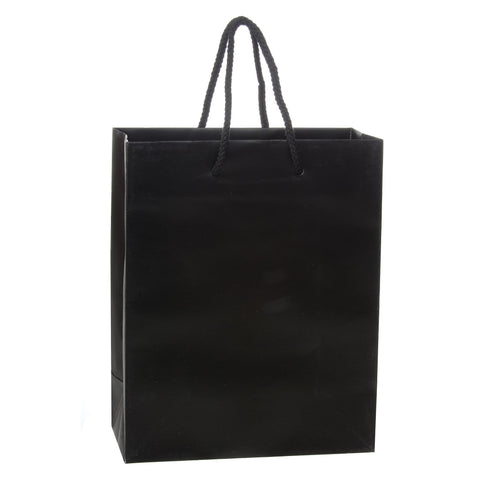 Image of Bags, Ribbons & Tissue Black / 8 x 4 x 10 in Eurotote with Rope Handle / Matte / 8in x 4in x 10in