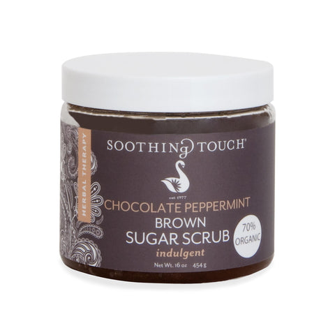 Image of Bath & Body 16oz Soothing Touch Brown Sugar Scrub / Chocolate Peppermint