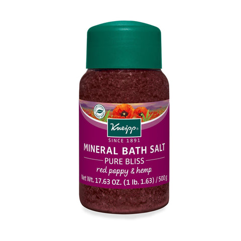 Image of Body Washes, Soaks & Salts 17.63oz Kneipp Red Poppy & Hemp Mineral Bath Salt Pure Bliss