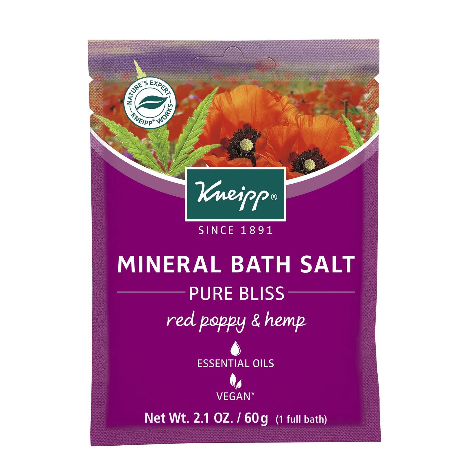 Kneipp Mineral Bath Salt, Pure Bliss Red Poppy & Hemp Universal Companies