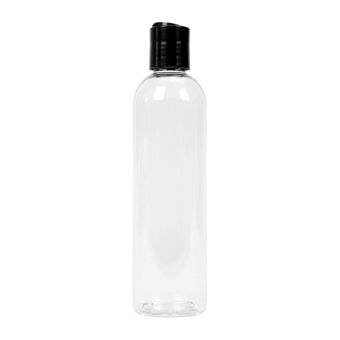 Image of Bottles & Jars Clear w/ black disc cap / 8 oz. Clear Bottle with Cap
