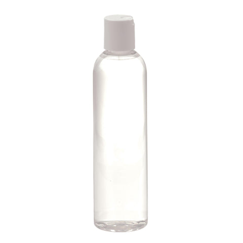 Image of Bottles & Jars Clear w/ white disc cap / 8 oz. Clear Bottle with Cap