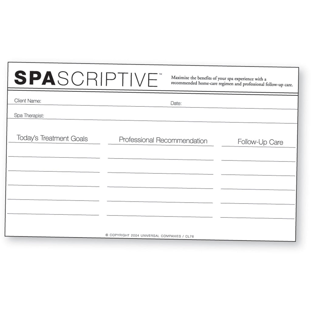 Client Profile & Prescription Spa Prescription Pad / Landscape
